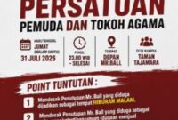 Foto: pamflet seruan aksi persatuan pemuda dan tokoh agama yang akan melakukan demo di Mr. Ball
