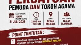 Foto: pamflet seruan aksi persatuan pemuda dan tokoh agama yang akan melakukan demo di Mr. Ball
