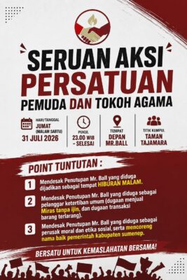 Foto: pamflet seruan aksi persatuan pemuda dan tokoh agama yang akan melakukan demo di Mr. Ball
