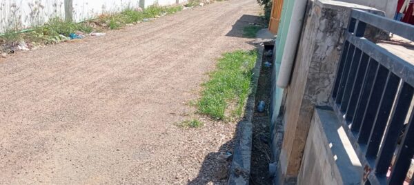 Foto: kondisi jalan yang baru di aspal namun sudah ditumbuhi rumput